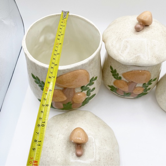 Mushroom Ceramic Canister Cookie Jar Set Snacks Adorable Vintage 3 Piece… - Picture 3 of 9